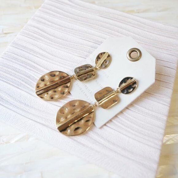 Anthropologie Hammered Drop Earrings - Picture 2 of 3